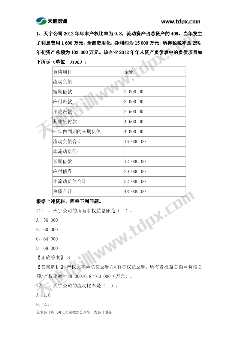 稅務師財務與會計章節(jié)練習